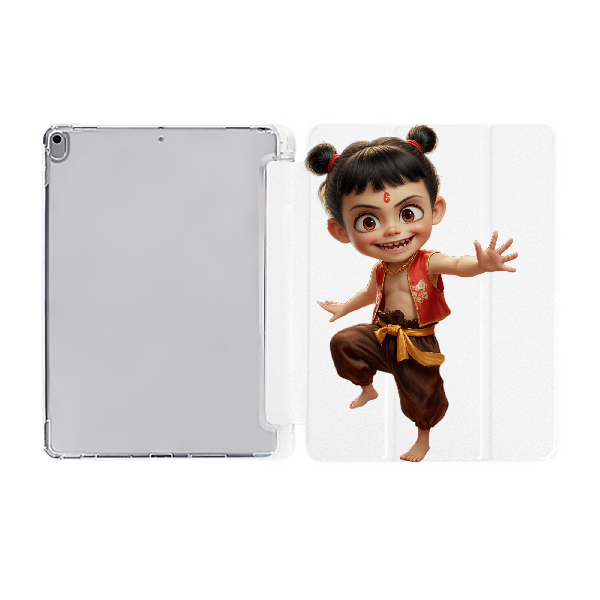 （画像用） Ne Zha 2 ナタ 魔童の大暴れ IPad ケース ペン収納付き 三つ折りスタンド PUレザー×シリコン 対応機種9.5/10.5/10.9インチ